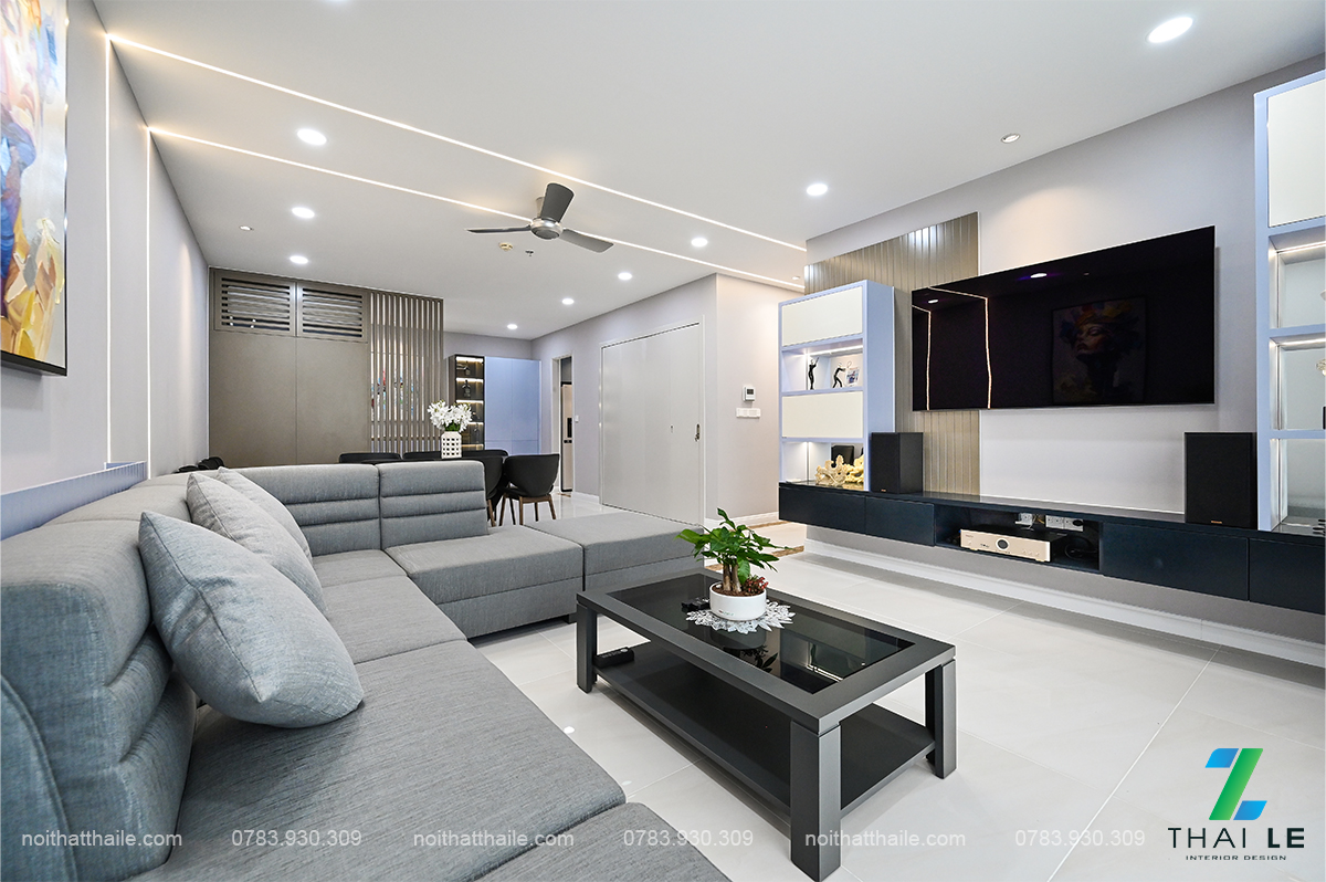 Thi công nội thất phòng khách căn hộ Hà Đô Centrosa - Block O1